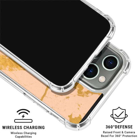 Pink Gold and Black Marble iPhone 16 Pro Clear Case